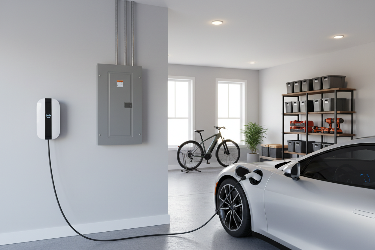 Garage with EV Charging and Safety Monitoring